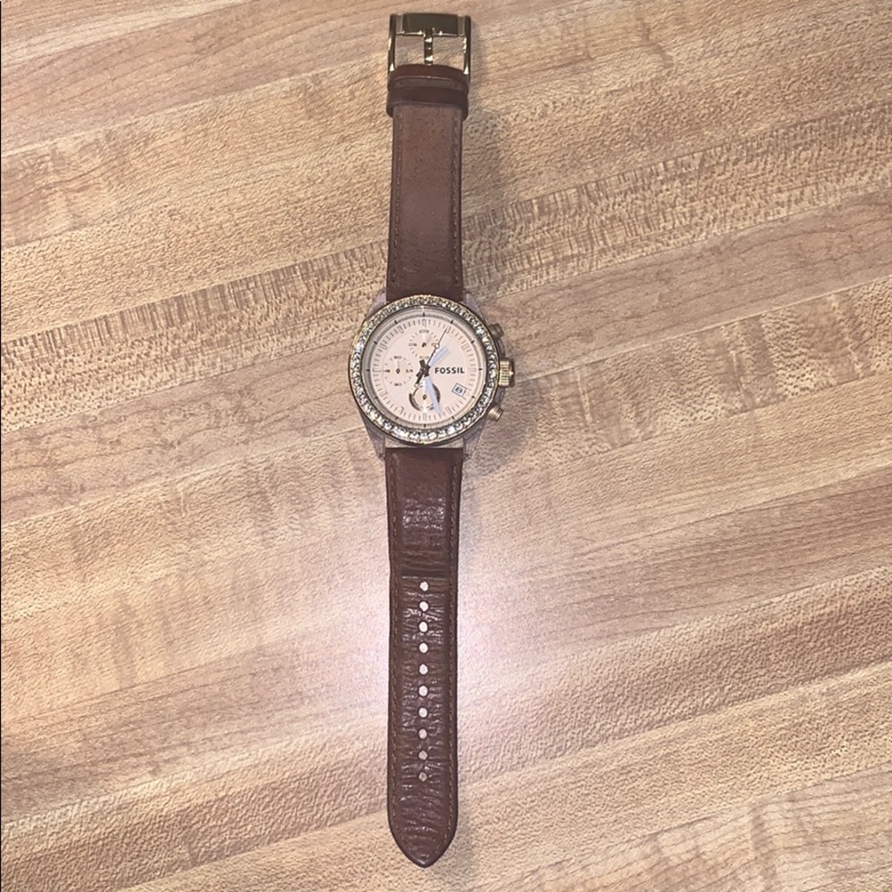 Fossil watch with leather band